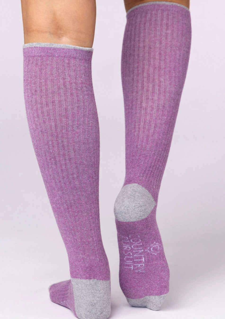 Country Pursuit Women’s Water Repellent Cotton Long Boot Socks 1 Pair Pink/Grey