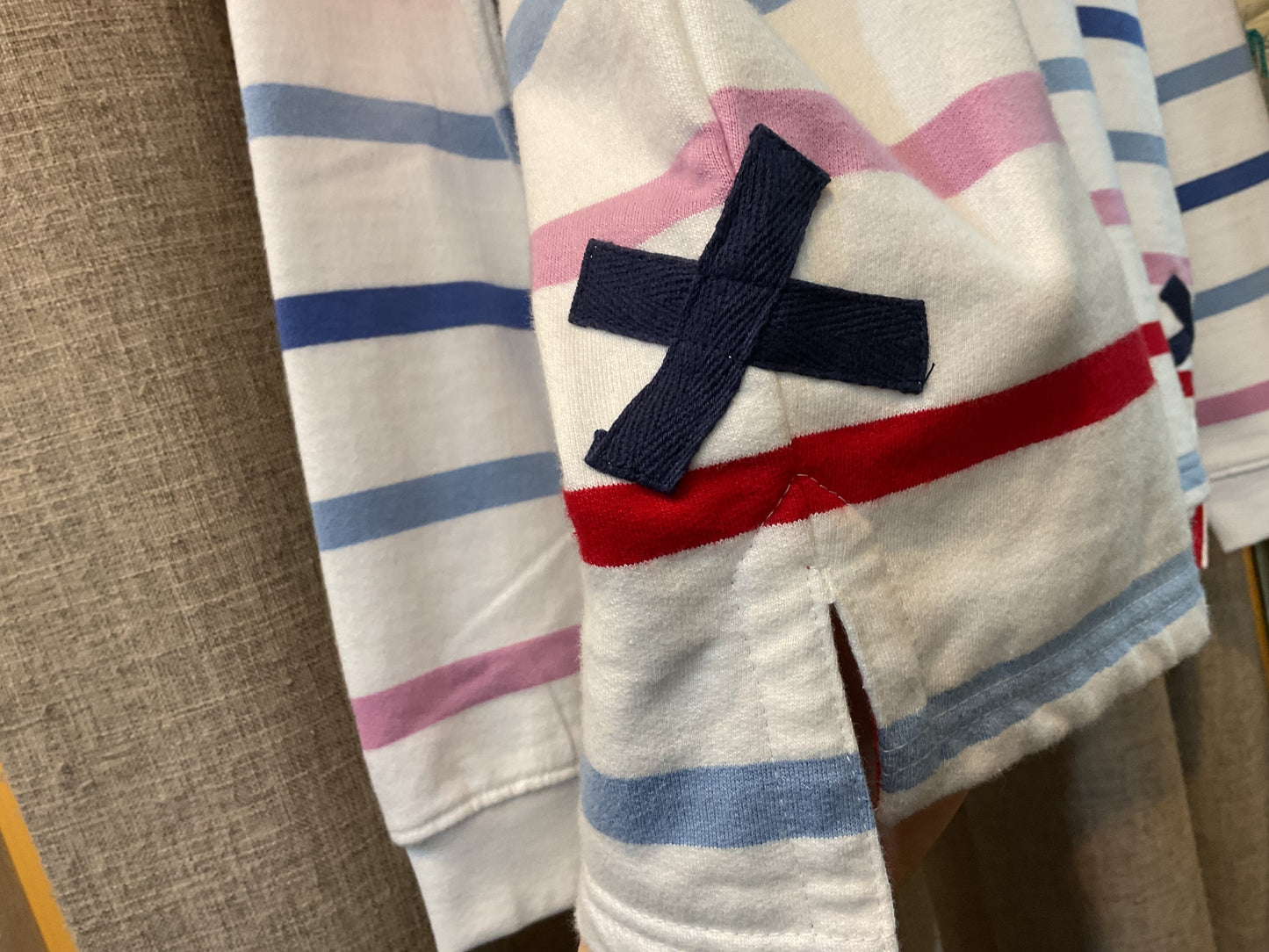 1/4 Zip Sweatshirt Red Stripe by Lazy Jacks