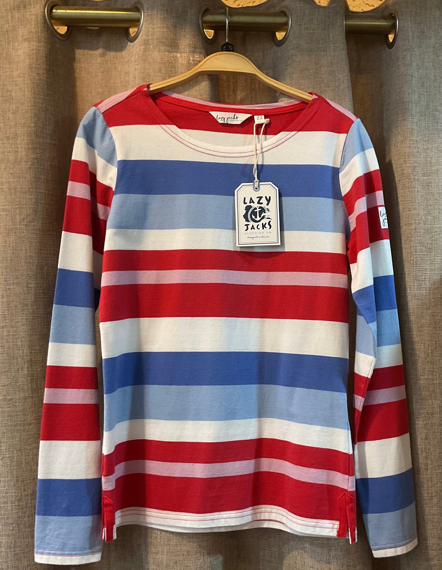 Multi Striped Breton Top Red by Lazy Jacks