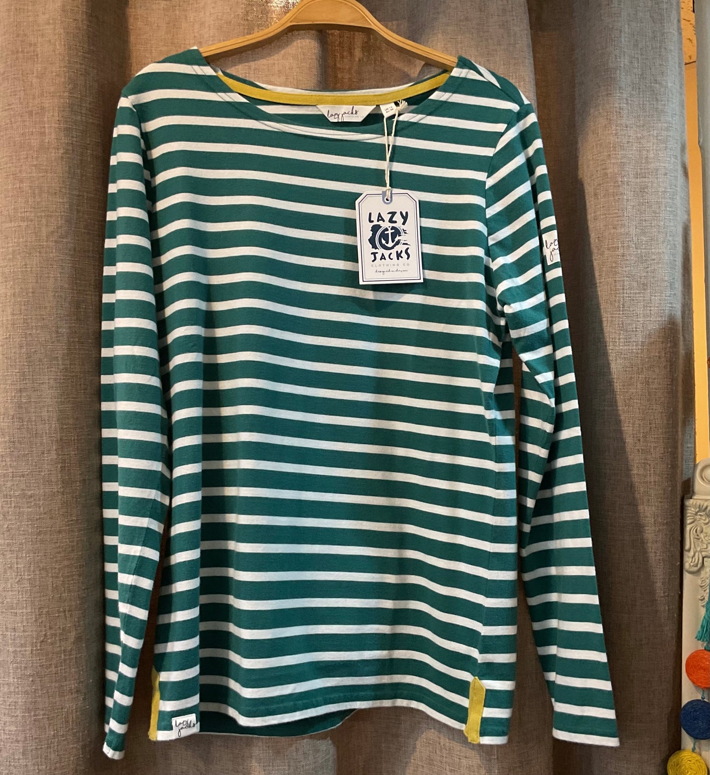 Striped Breton Top Emerald By Lazy Jacks