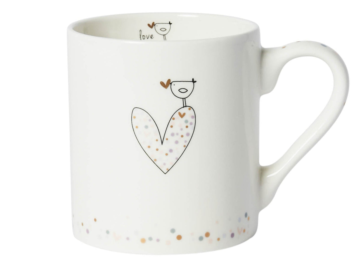 Confetti Heart & Bird Fine Bone China Mug