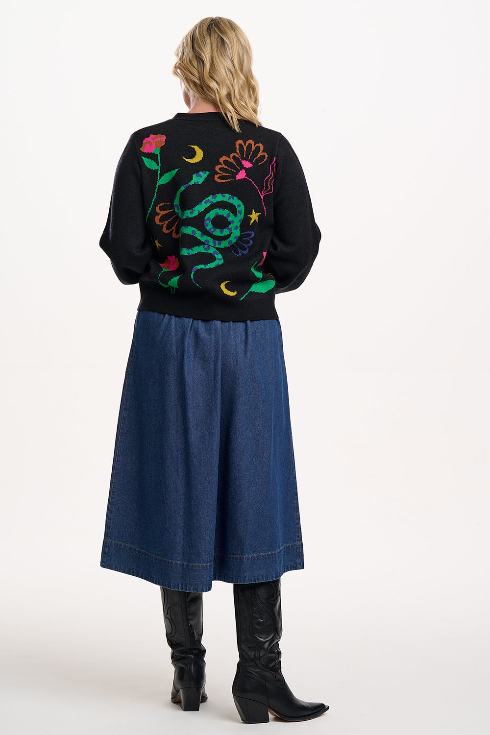 Sugarhill Floral Snake Adrian Cardigan in Black