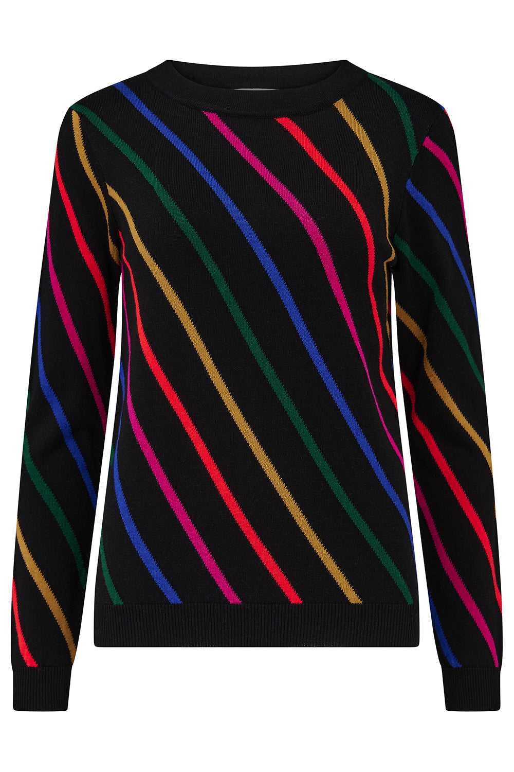 Sugarhill Rowena Jumper Rainbow Sliding Stripes on Black