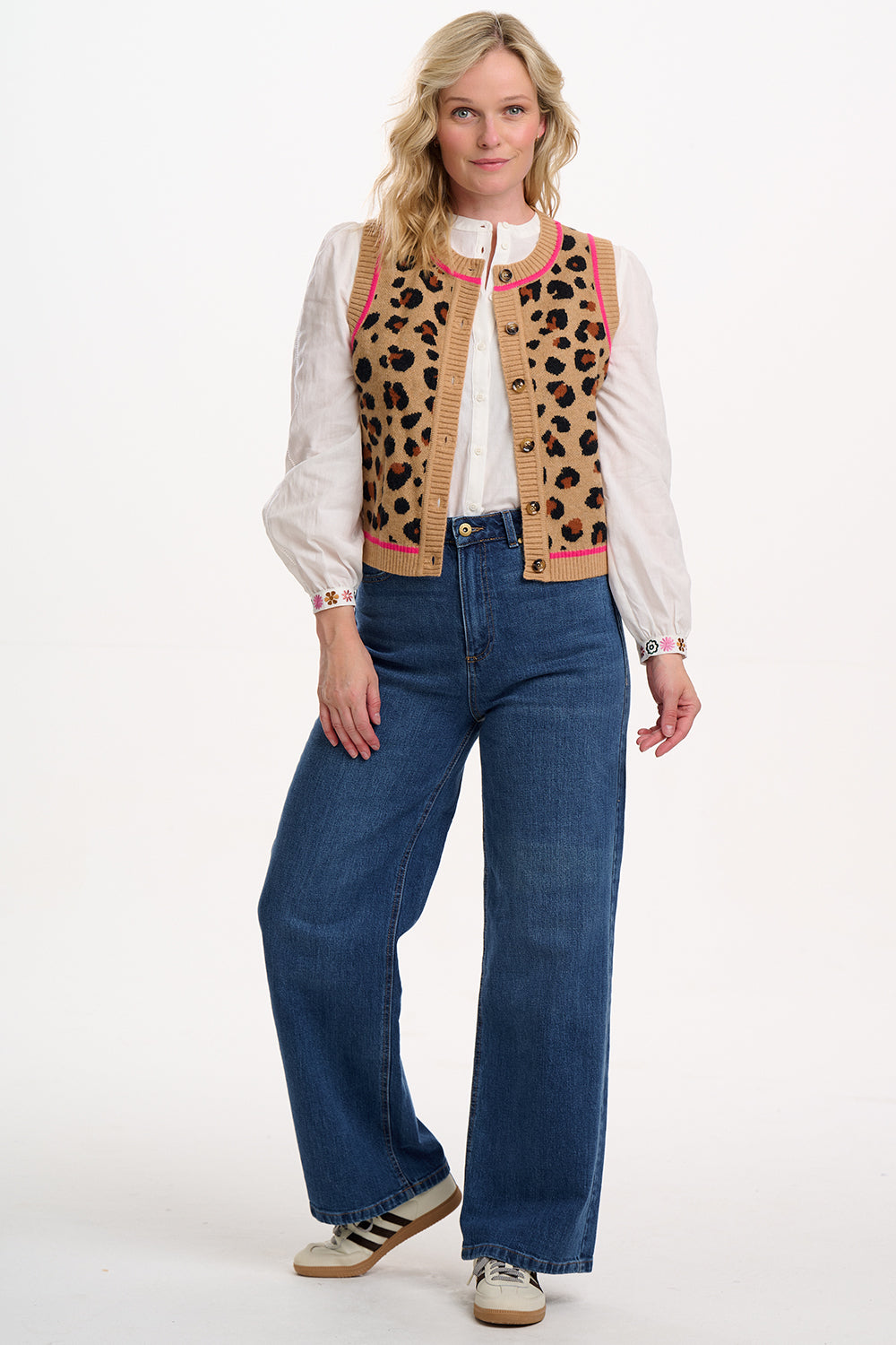 Sugarhill Natalie Knitted Waistcoat in Natural Leopard