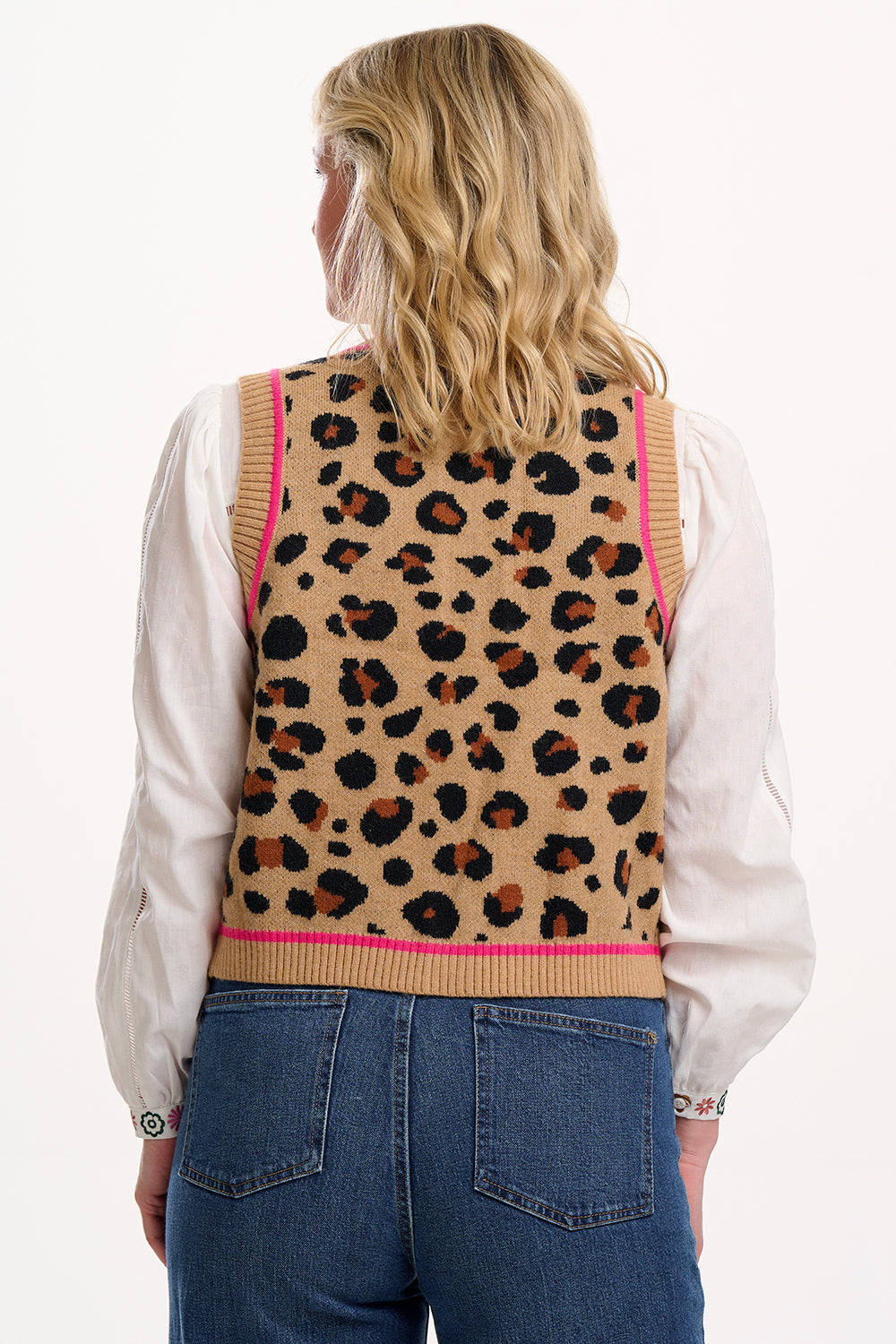 Sugarhill Natalie Knitted Waistcoat in Natural Leopard