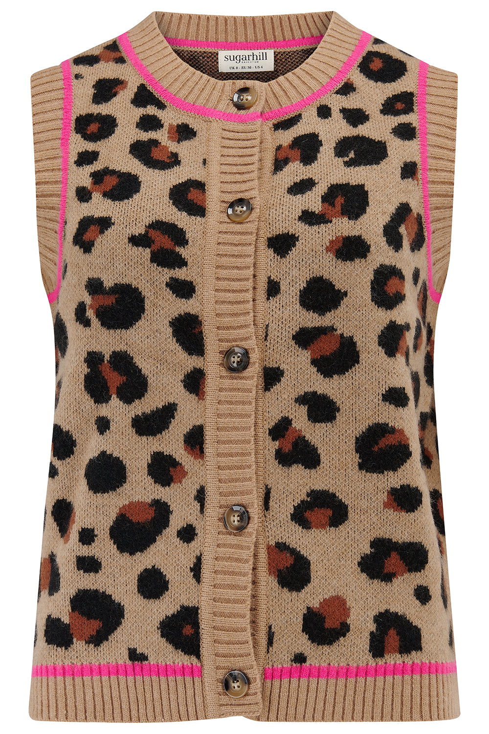 Sugarhill Natalie Knitted Waistcoat in Natural Leopard
