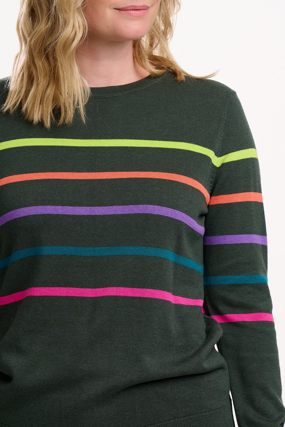 Sugarhill Rita Jumper Rainbow Stripes Khaki
