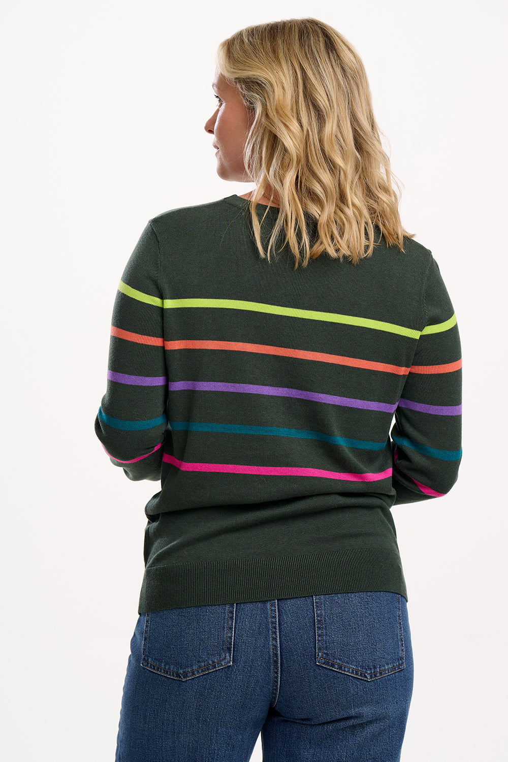 Sugarhill Rita Jumper Rainbow Stripes Khaki