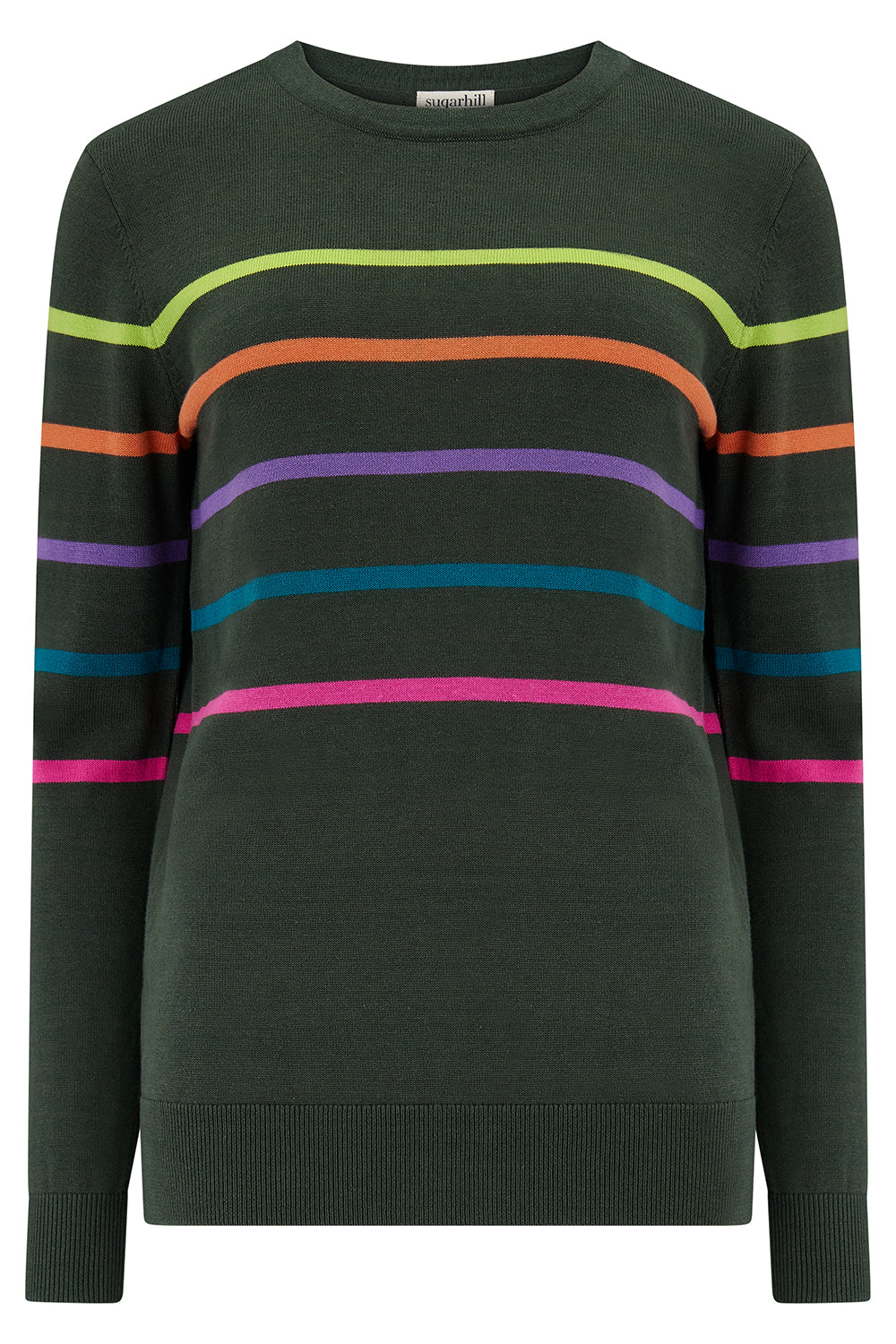 Sugarhill Rita Jumper Rainbow Stripes Khaki