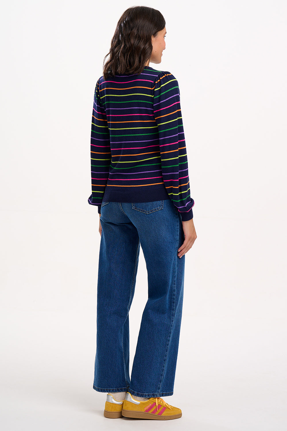 Sugarhill Madeline Jumper in Navy Rainbow Pop Stripes