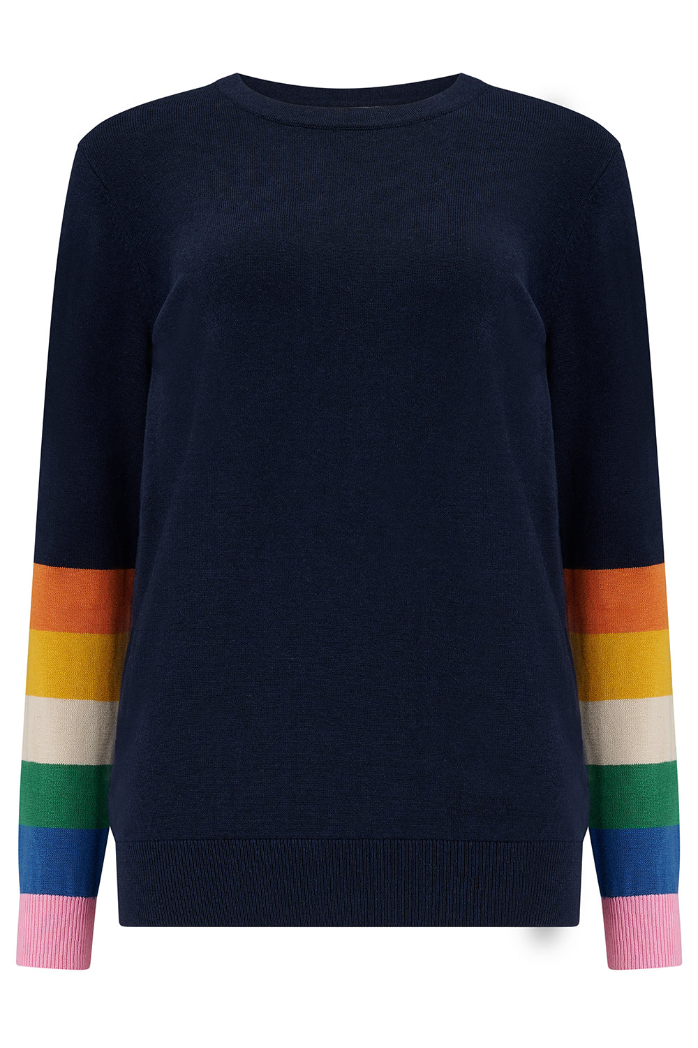 Sugarhill Rita Jumper Rainbow Stripes Navy