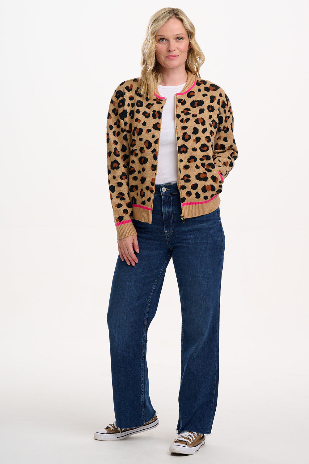 Sugarhill Solana Knitted Bomber in Natural Leopard