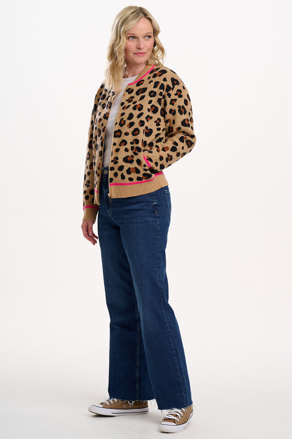 Sugarhill Solana Knitted Bomber in Natural Leopard
