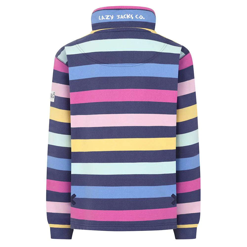 Ladies Striped 1/4 Zip Sweatshirt Twilight Multi by Lazy Jacks