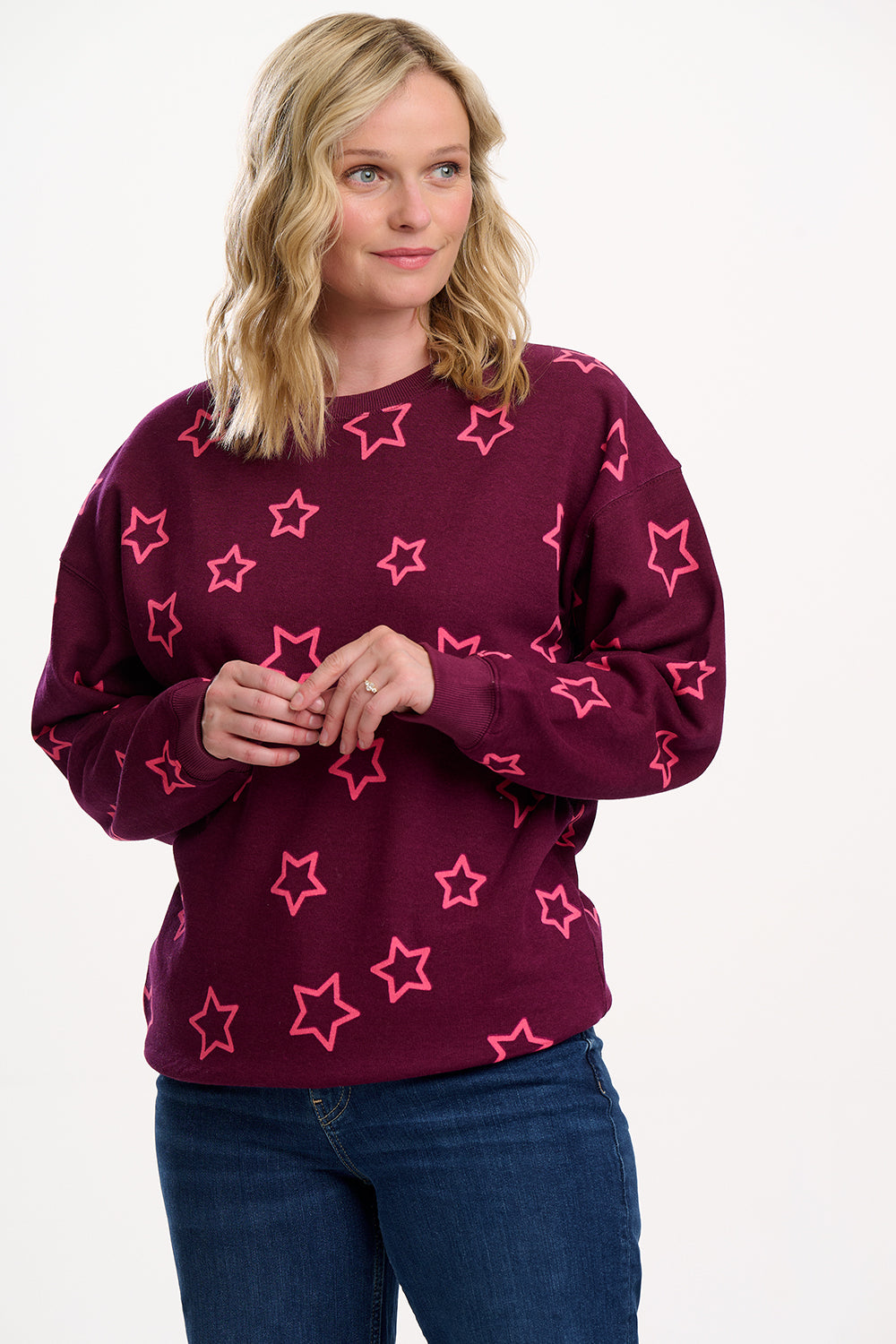Sugarhill Relaxed Eadie Sweatshirt in Burgundy Stars