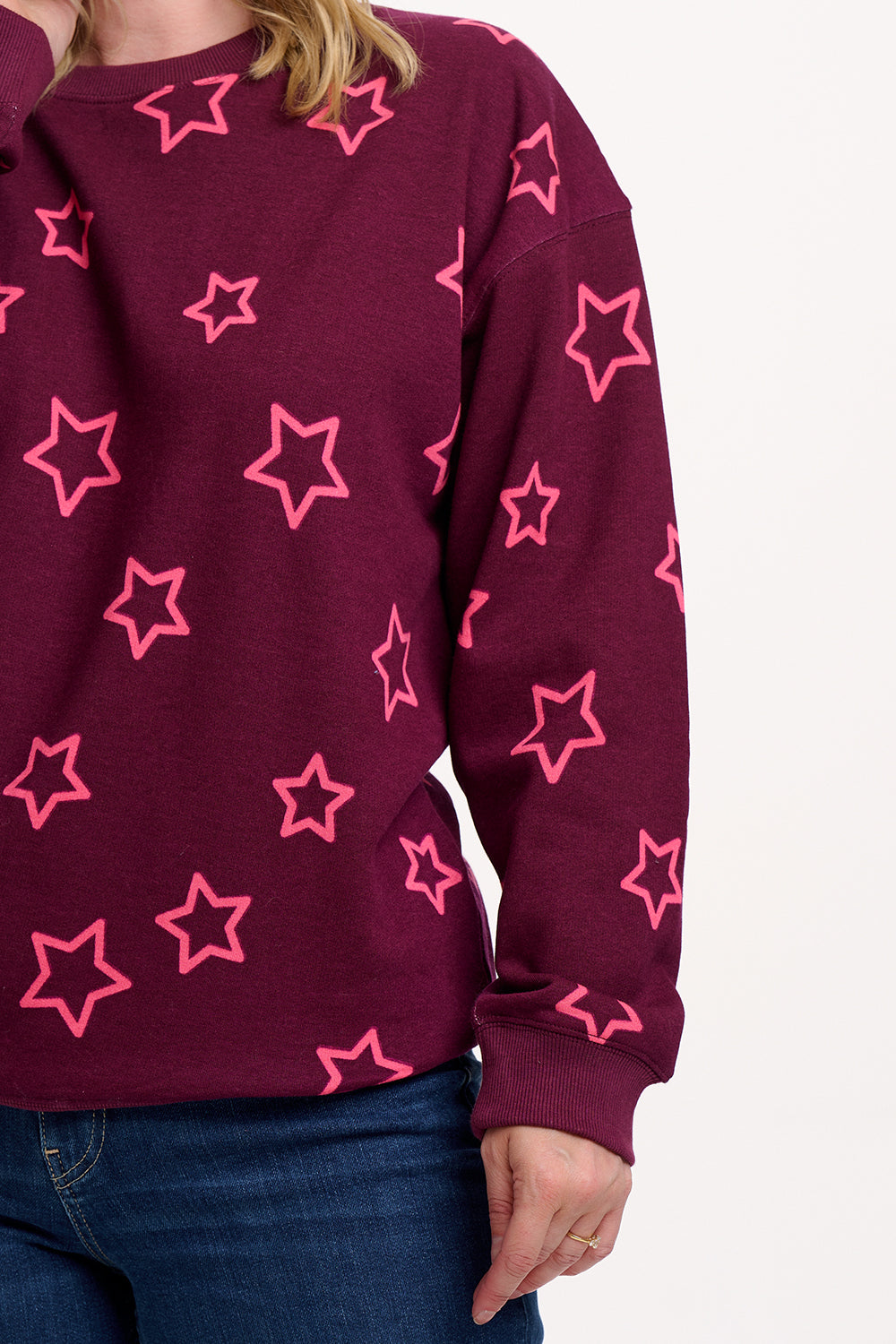 Sugarhill Relaxed Eadie Sweatshirt in Burgundy Stars