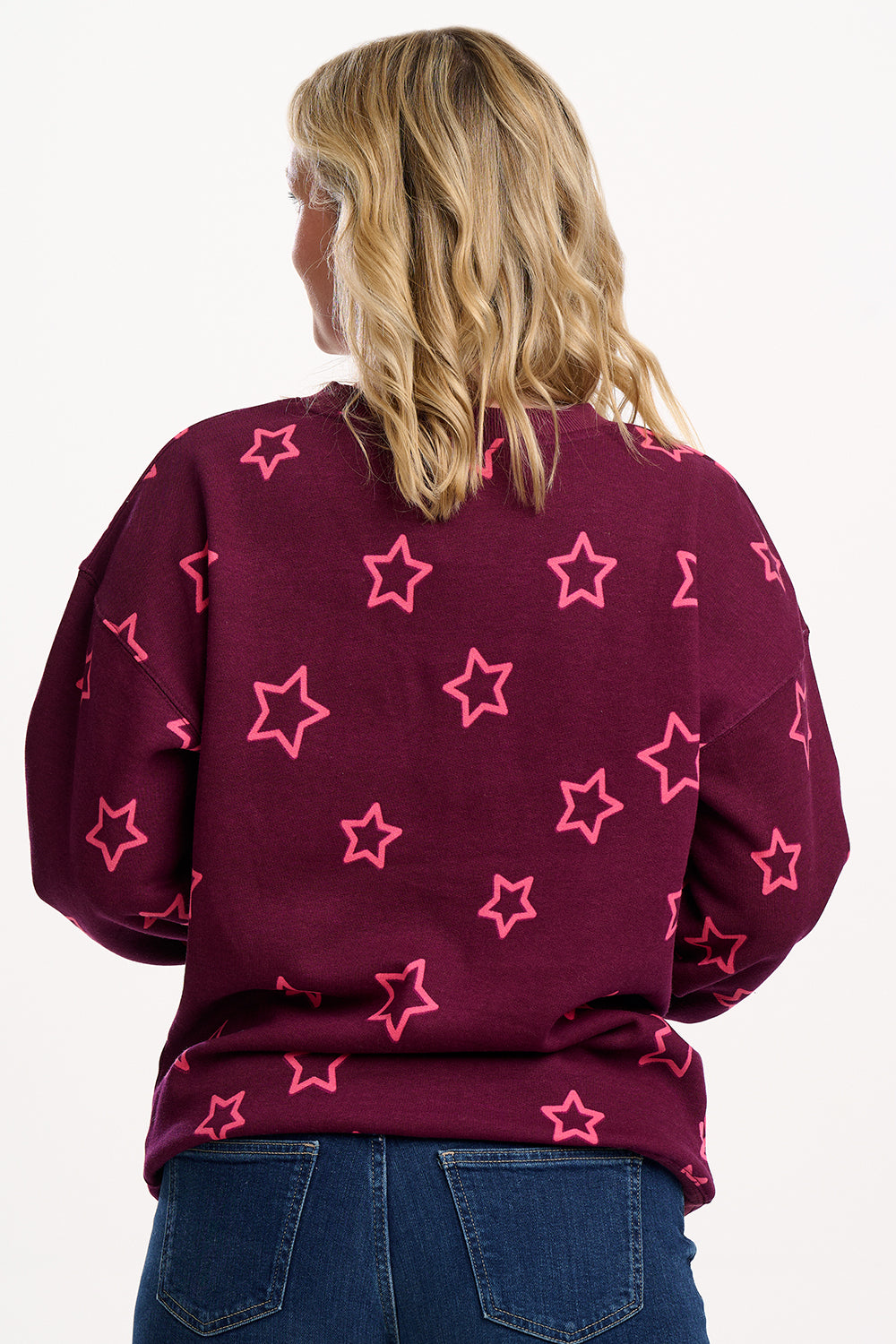 Sugarhill Relaxed Eadie Sweatshirt in Burgundy Stars