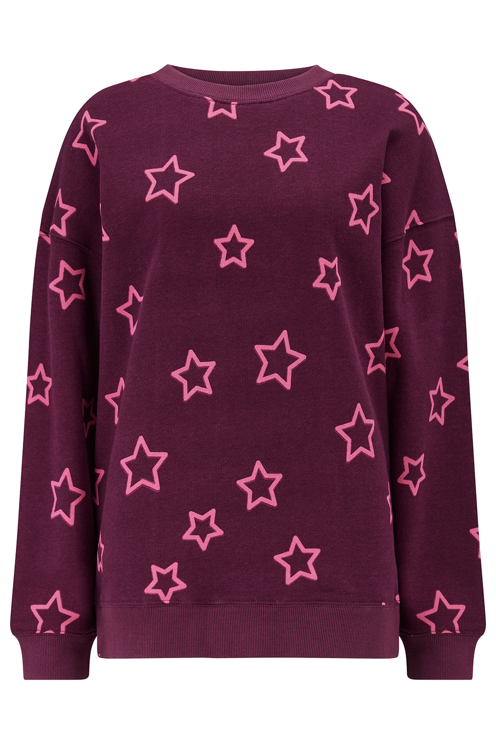Sugarhill Relaxed Eadie Sweatshirt in Burgundy Stars