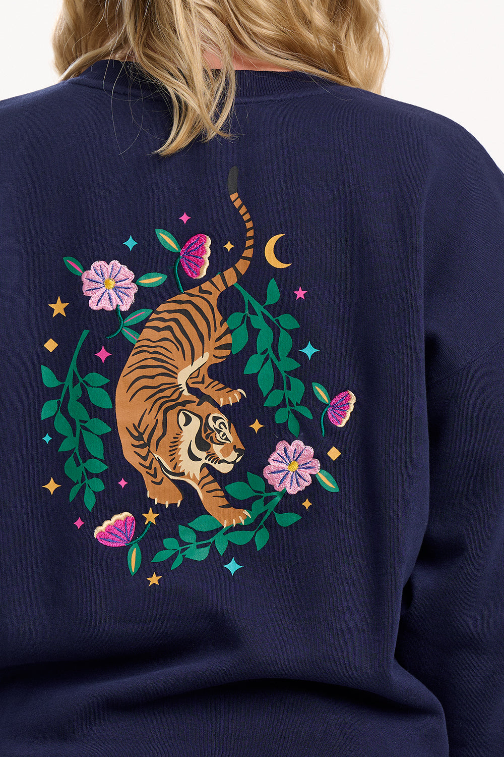 Sugarhill Magic Midnight Tiger Relaxed Eadie Sweatshirt in Navy