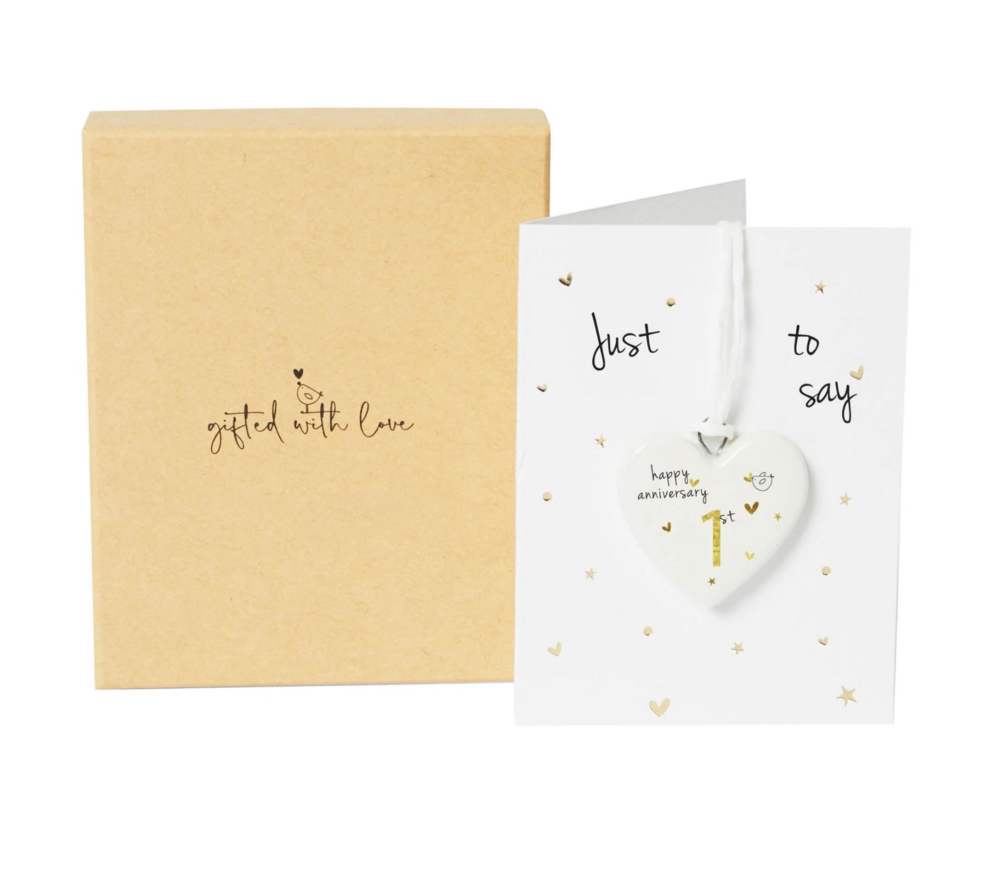 Happy First Anniversary Boxed Ceramic Heart Decoration
