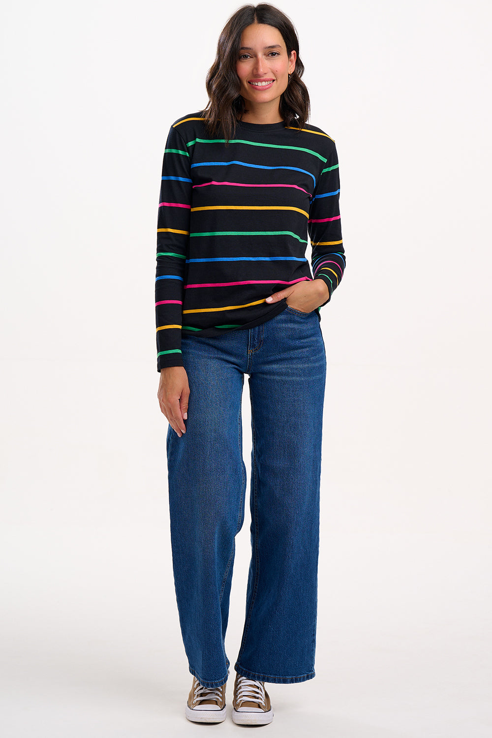 Sugarhill Brunswick Long Sleeve T-Shirt in Black/Multi Nightglow