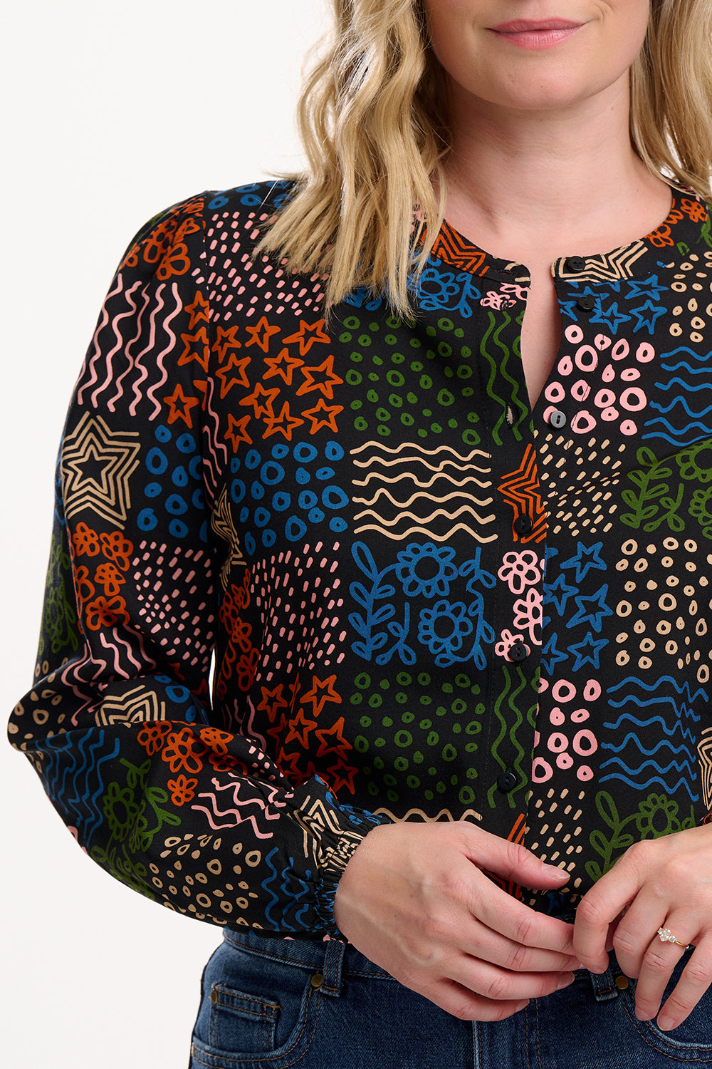 Sugarhill Checkerboard Doodle Hannah Shirt