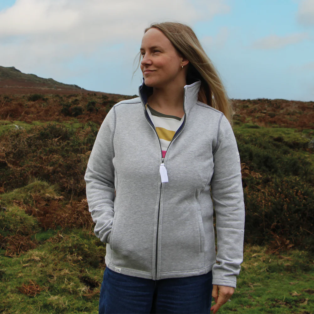 Ladies' Full Zip Sweatshirt Grey Marl by Lazy Jacks