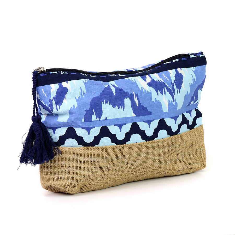 POM Blue mix floral tile print travel pouch
