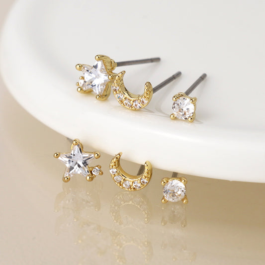 Pom Faux Gold Triple Pack Star And Moon Set