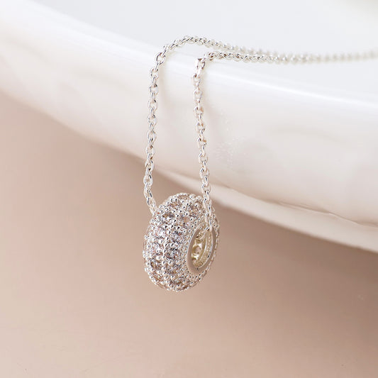 Pom Silver Plated Pave Crystal Mini Hoop Necklace