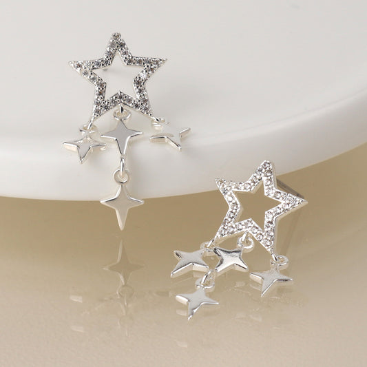 Pom Silver Plated Shooting Star Drop Earrings