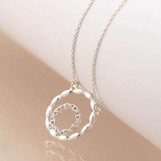 Pom Silver Plated Double Hoop Necklace