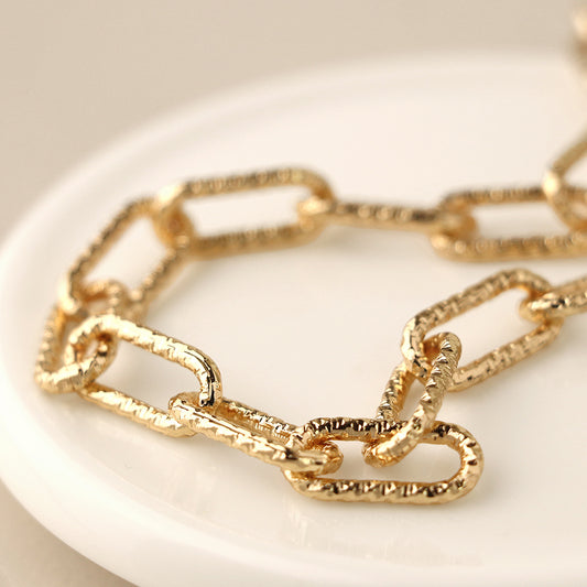 Pom Faux Gold Link Chain Necklace