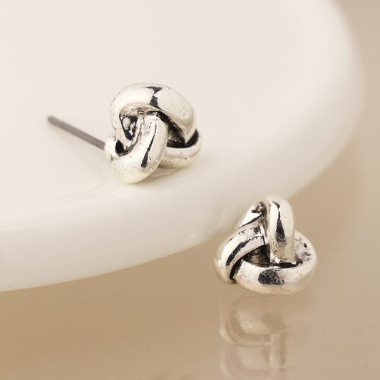 Pom Silver Plated Textured Infinity Knot Studs