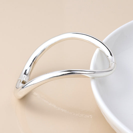POM Silver Plated Simple Curve Bangle