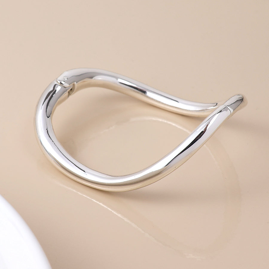 POM Silver Plated Simple Curve Bangle