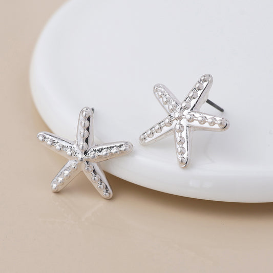 POM Silver Plated Single Starfish Stud Earrings