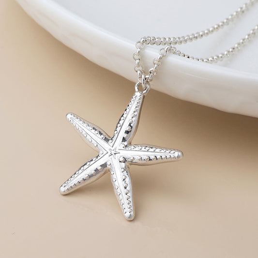 POM Silver Plated Single Starfish Necklace