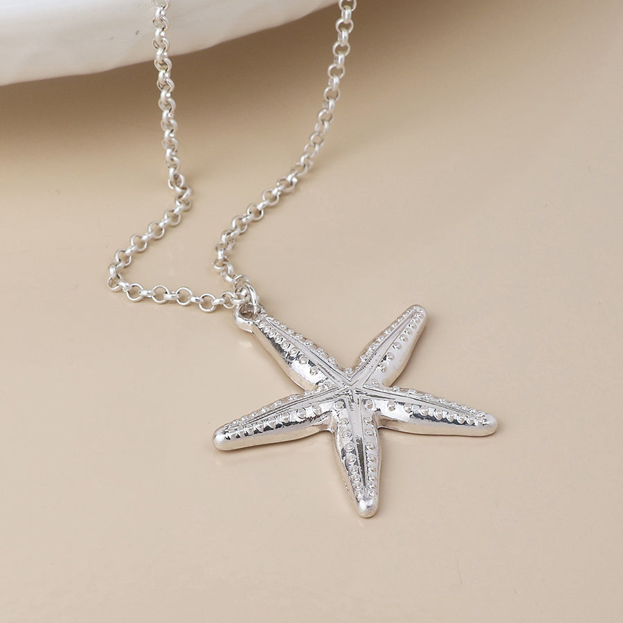 POM Silver Plated Single Starfish Necklace
