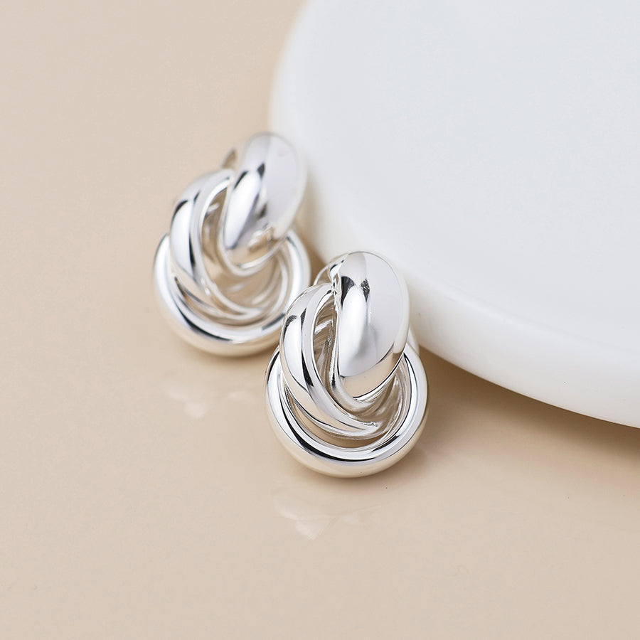 POM Silver Plated Polished Knot Earring Studs