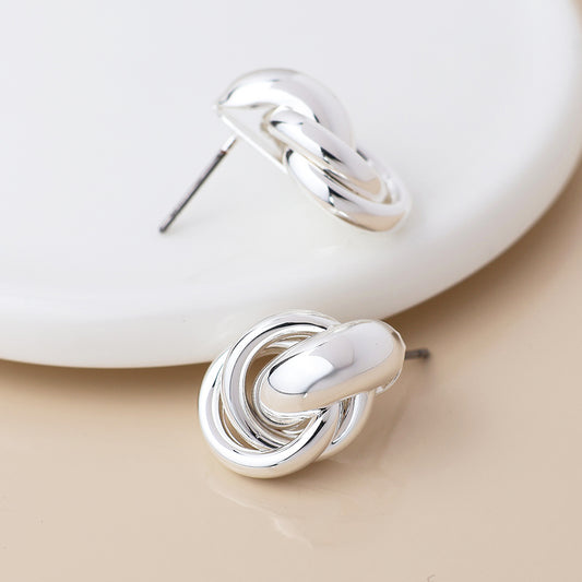 POM Silver Plated Polished Knot Earring Studs