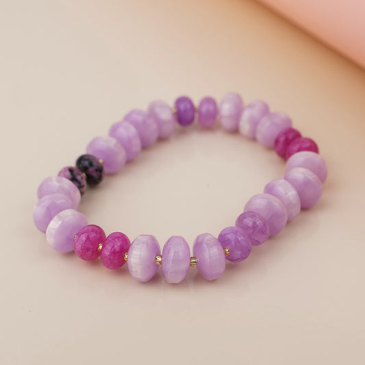 POM Purple Stone Mixed Bead Bracelet
