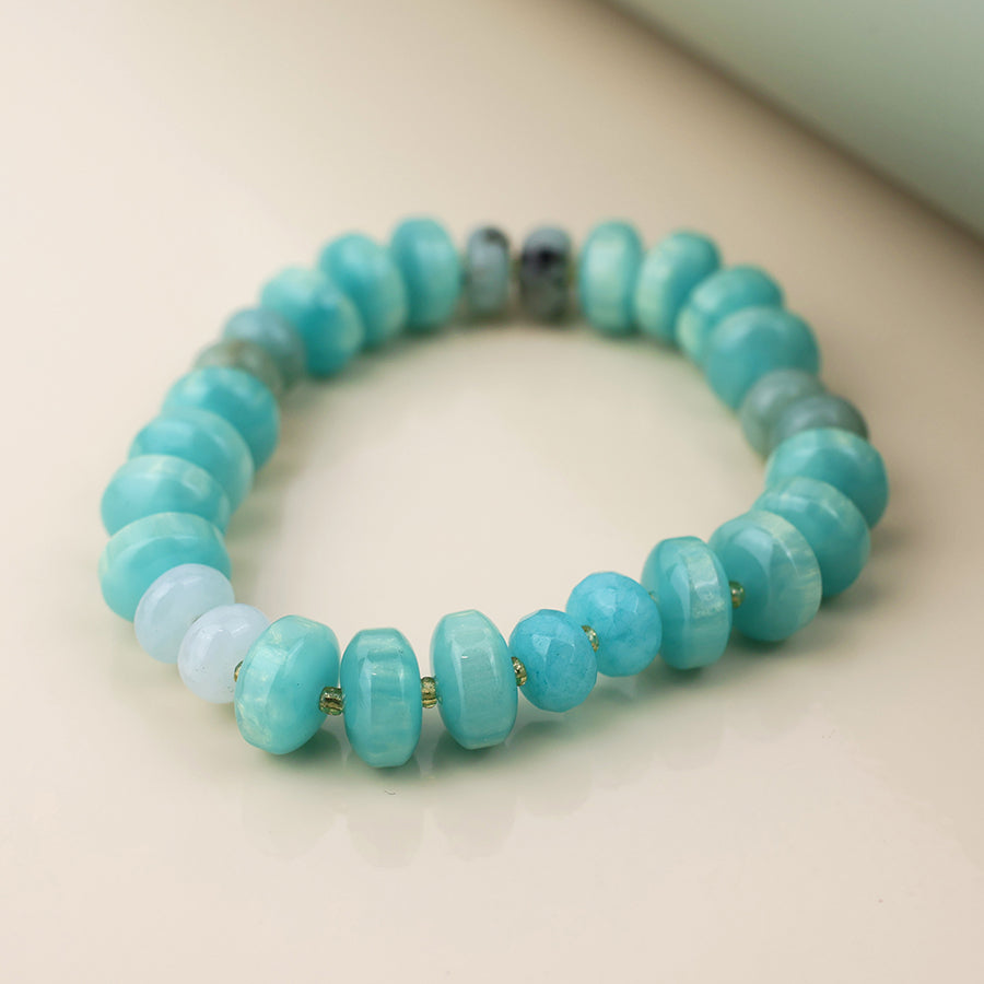 POM Green Stone Mixed Bead Bracelet