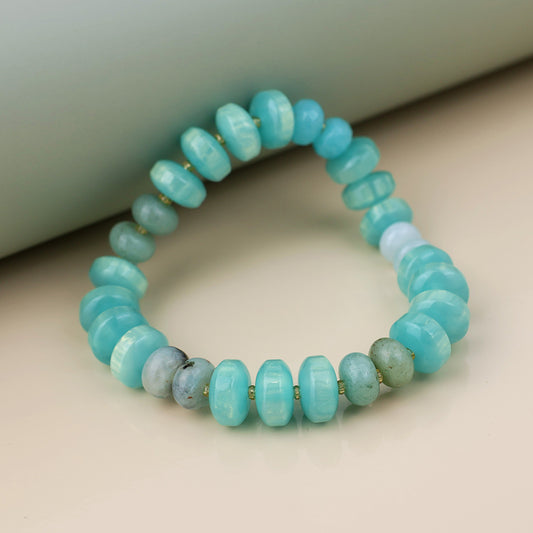 POM Green Stone Mixed Bead Bracelet