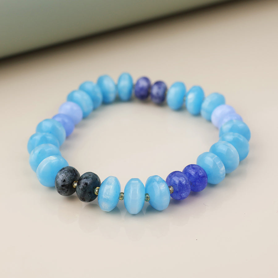 POM Blue Stone Mixed Bead Bracelet