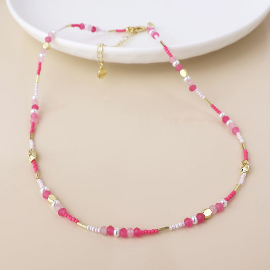 POM Pink Mix Triple Bracelet Stack with Pearl