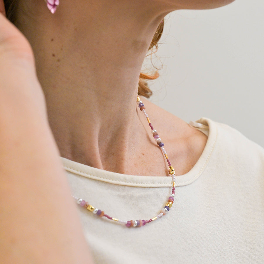 POM Mauve Mix Triple Bracelet Stack with Pearl
