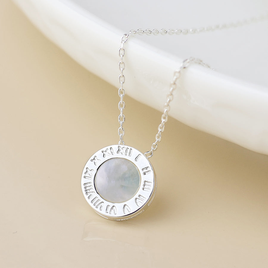 POM Silver Plated Roman Numeral Pendant Necklace