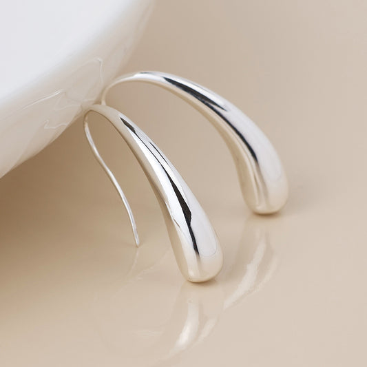 POM Silver Plated Simple Curve Earrings