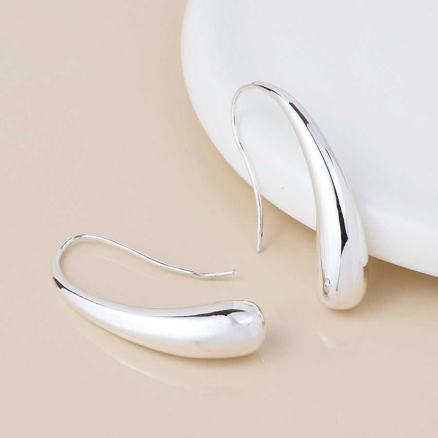 POM Silver Plated Simple Curve Earrings